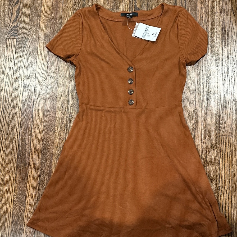 Forever 21 Copper Button-Front Mini Dress